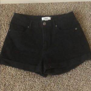 Black denim shorts
